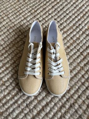 Jack Rogers Cream Woven Low-Top Sneakers
